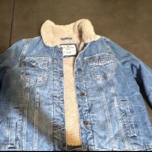 Abercrombie Kids Denim Jacket with Tan Sherpa Lining